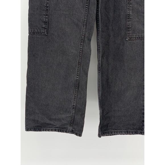 ASOS DESIGN Women’s Black Denim Straight-Leg Relaxed-Fit Cargo Jeans SZ 25 - Picture 7 of 10